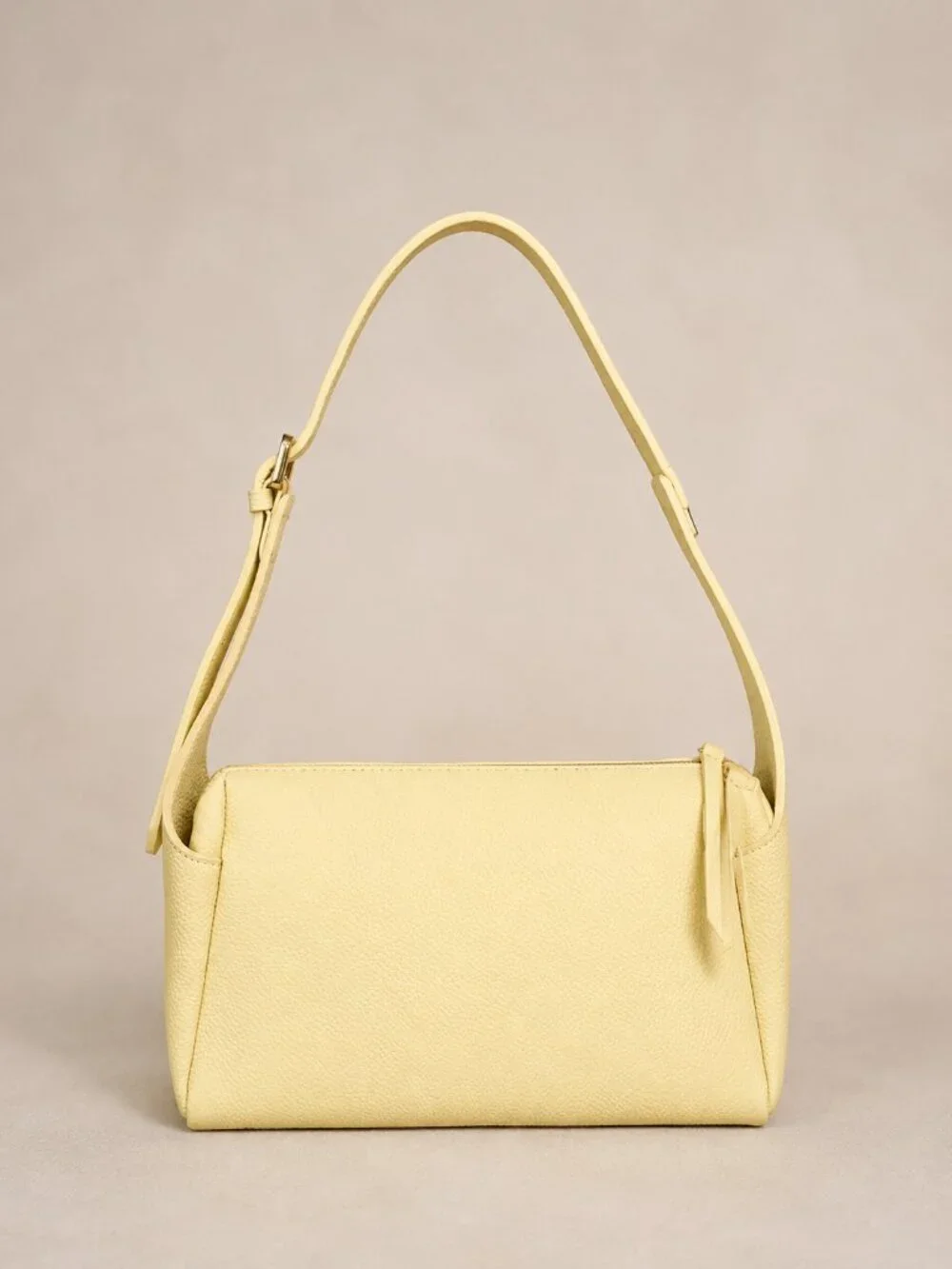 Butter Yellow Italian Leather Small Crossbody Shoulder Bag, Pebbled Handbag